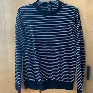 H&M Crew vertical stripe black white cotton sweater- medium